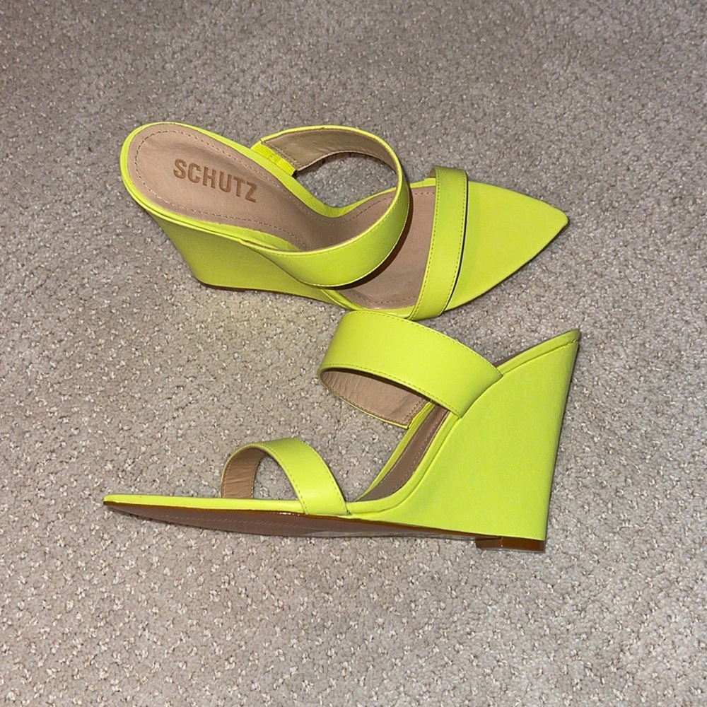 Schulz neon wedge heels